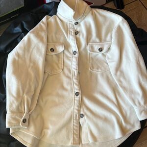 White Button-Up Fleece Jacket